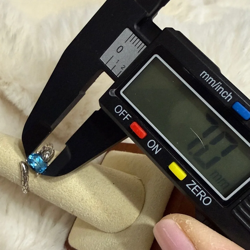 Sterling Silver Blue Topaz Snake Ring, Adjustable - Picture 8 of 9